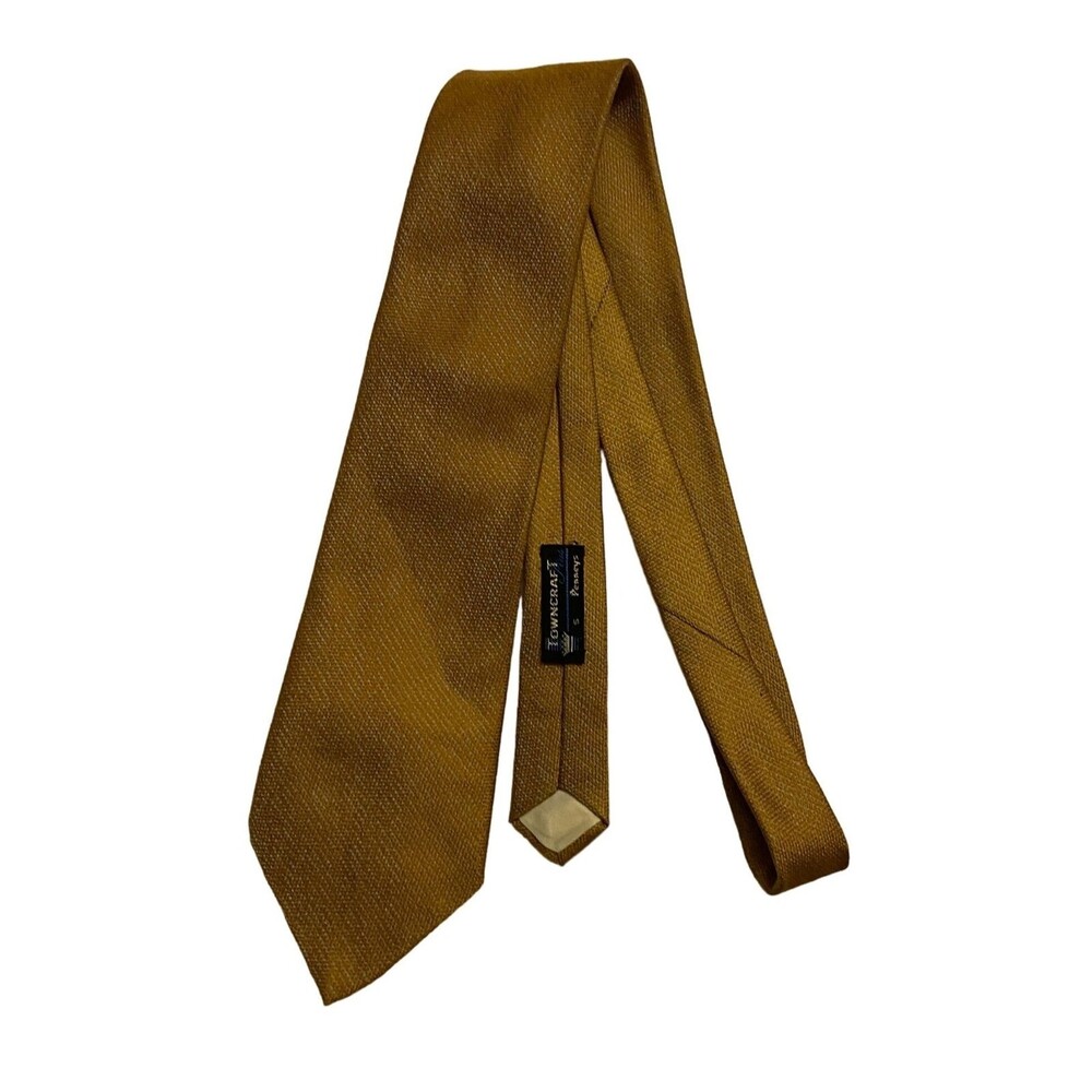 #8014 Towncraft Trevira Gold Imported 100% Polyester Mens Necktie 54X3.5
